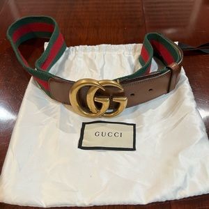 Authentic Gucci Web belt with Double G buckle